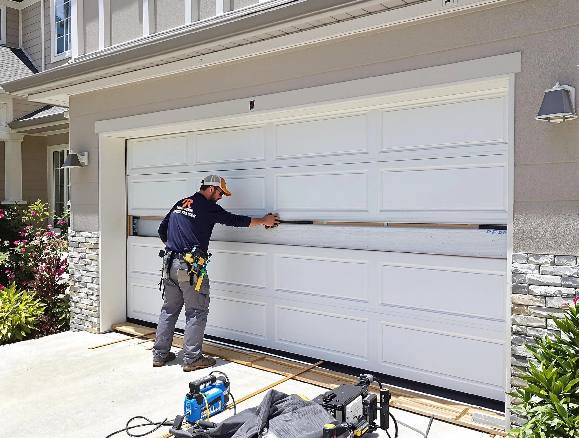 Shaw Heights Garage Door Repair team performing complete garage door replacement at Shaw Heights residence