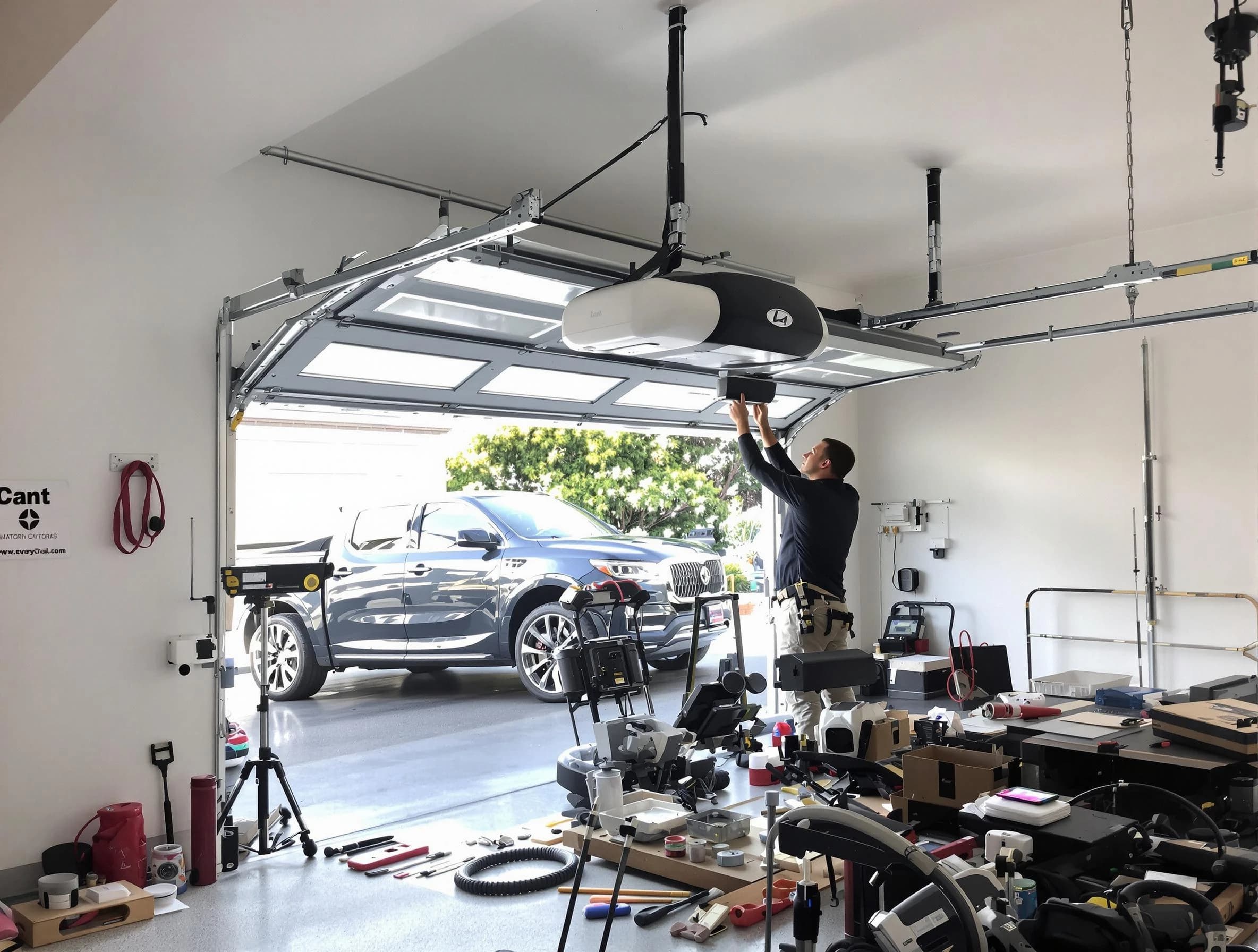 Shaw Heights Garage Door Repair specialist installing smart garage door opener system in Shaw Heights home