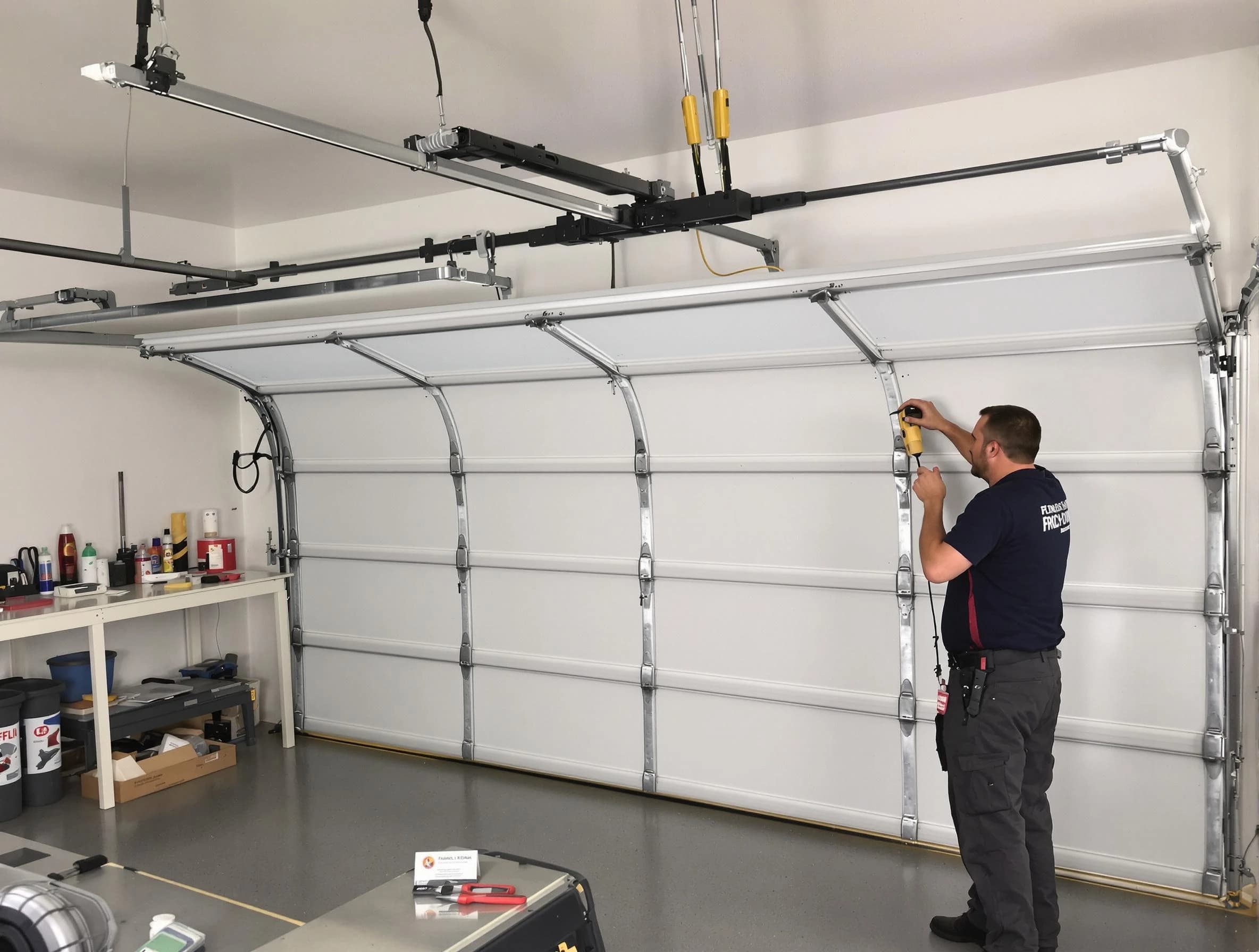 Shaw Heights Garage Door Repair certified technician performing overhead door system repair in Shaw Heights