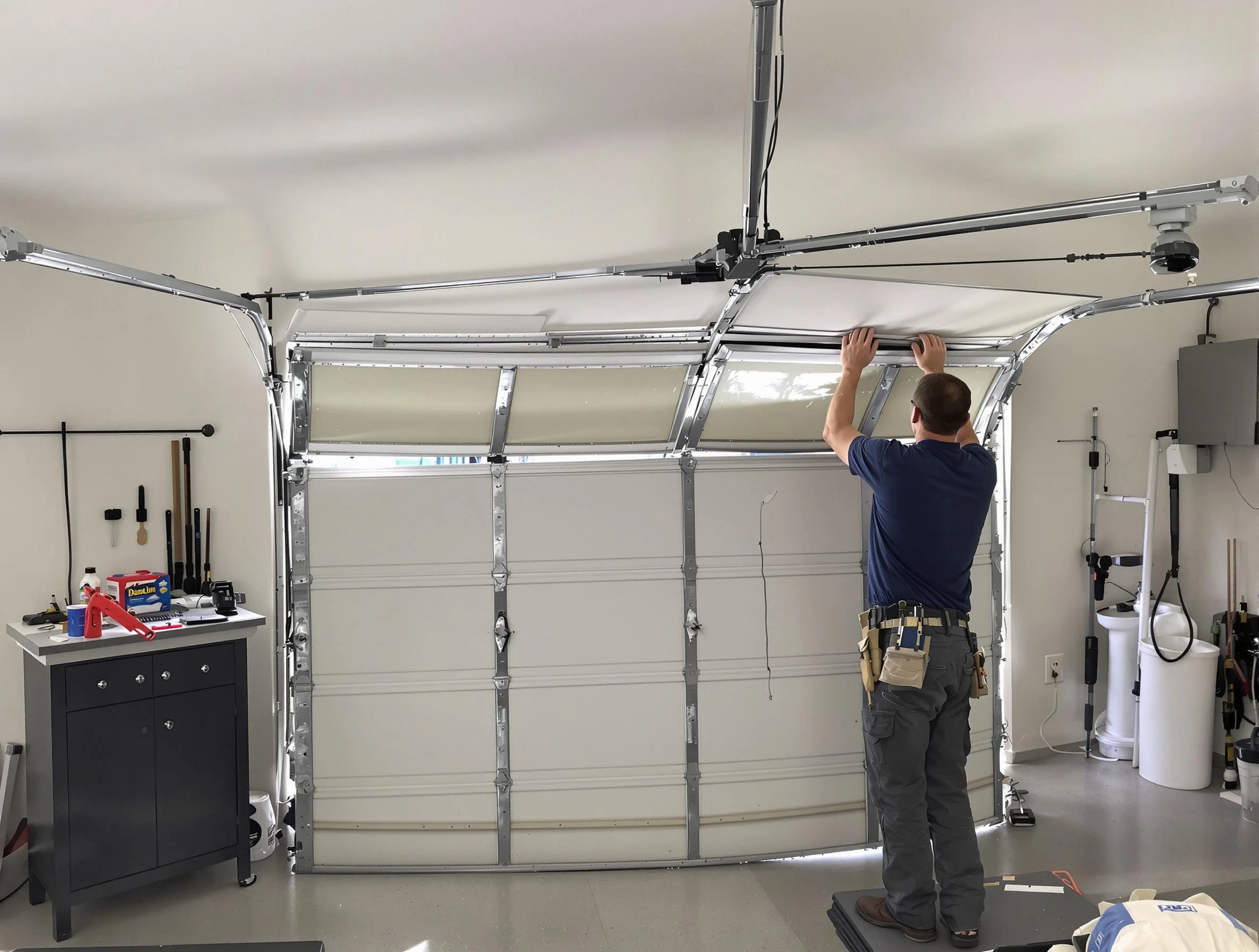 Shaw Heights Garage Door Repair specialist performing precise section replacement on Shaw Heights garage door